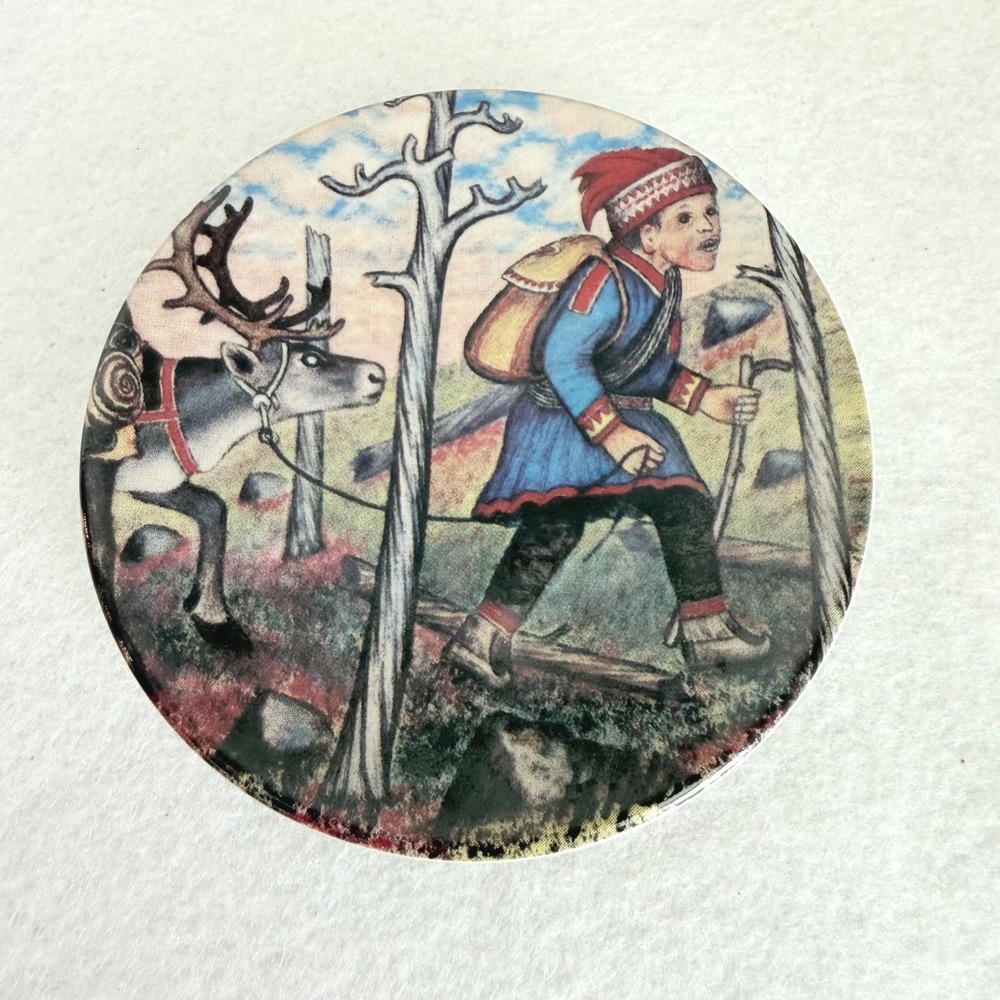 Arabia Finland Andreas Alariesto Lapland Postman Wall Plate No 28 Reindeer 4.75"